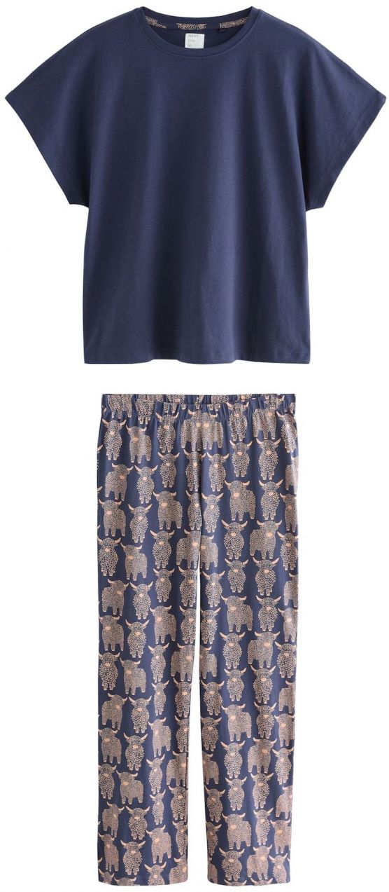 Next Pyžamo  béžová / námornícka modrá