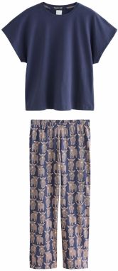 Next Pyžamo  béžová / námornícka modrá