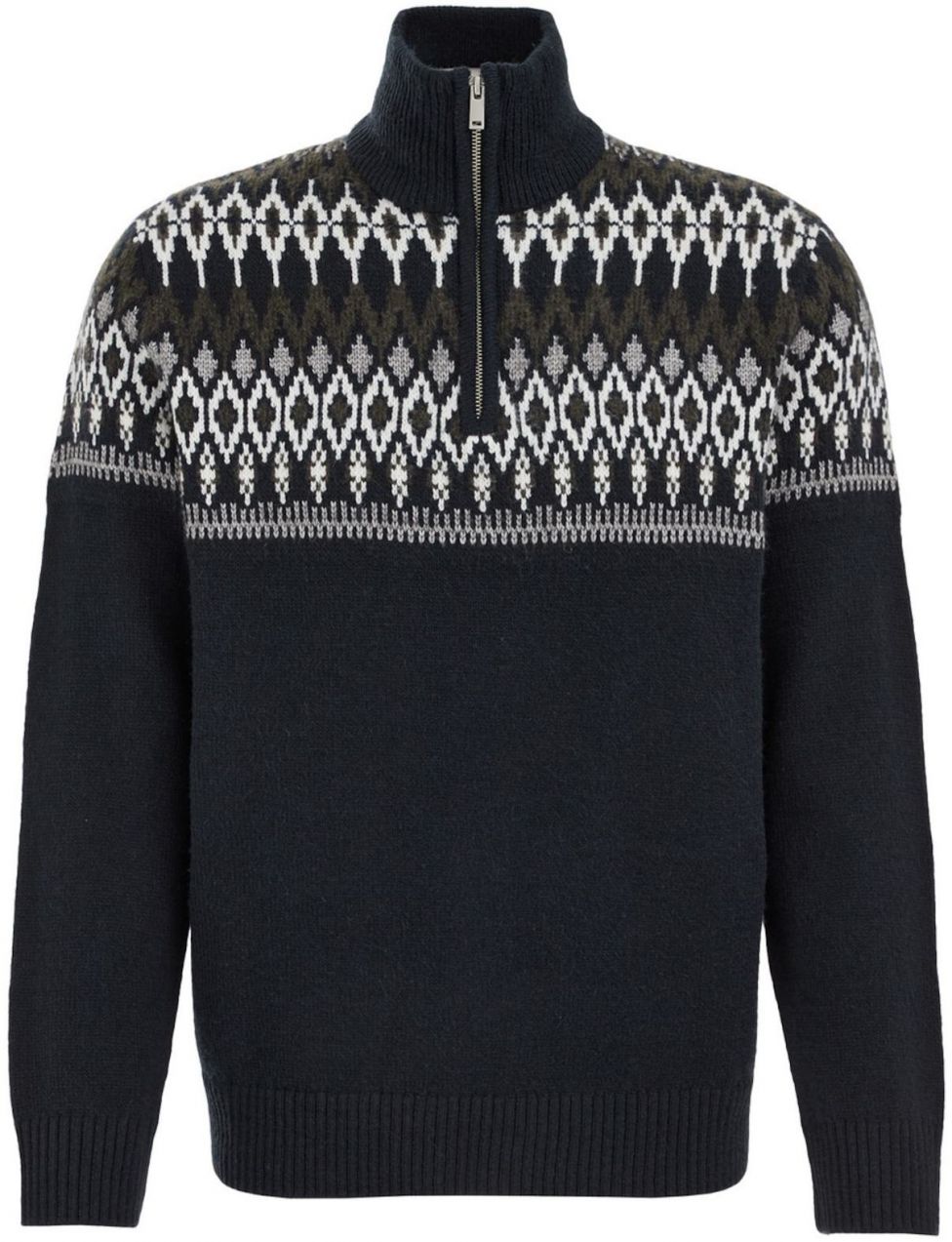 WE Fashion Sveter  tmavomodrá / tmavosivá / biela