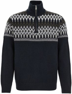 WE Fashion Sveter  tmavomodrá / tmavosivá / biela