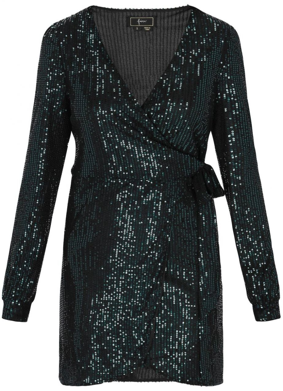 faina Kokteilové šaty  tmavozelená