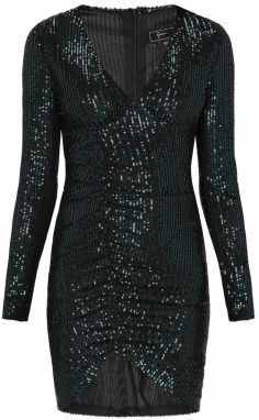 faina Kokteilové šaty  tmavozelená