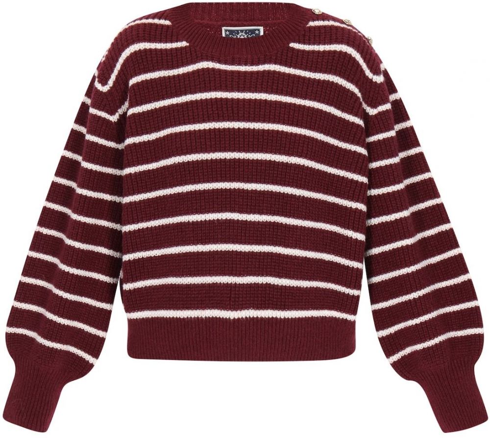 DreiMaster Maritim Oversize sveter  tmavočervená / biela