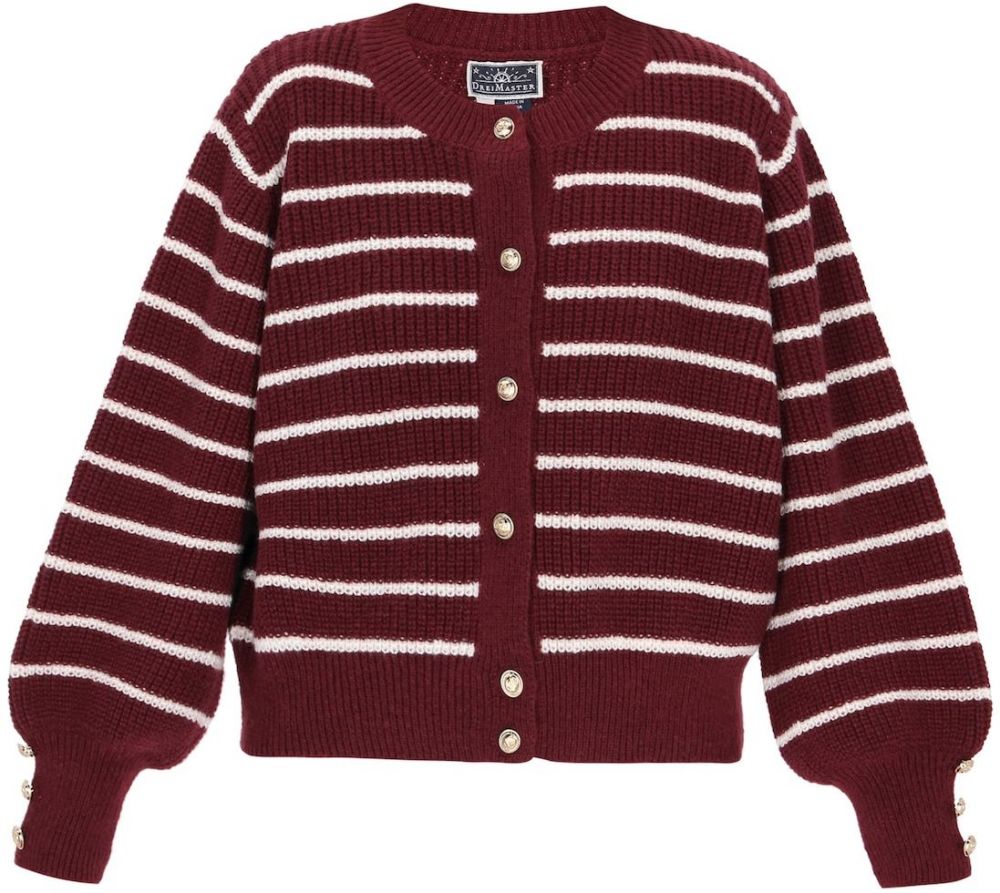 DreiMaster Maritim Oversize kardigán 'Classic Look'  tmavočervená / prírodná biela