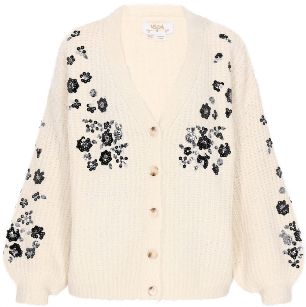 usha FESTIVAL Kardigán  sivá / čierna / prírodná biela