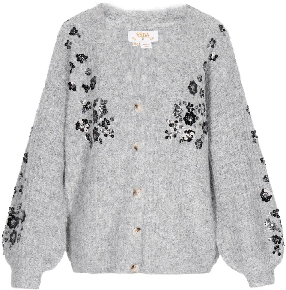 usha FESTIVAL Kardigán  sivá melírovaná / čierna / strieborná