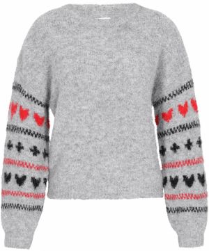 MYMO Sveter 'Young Fashion'  sivá / červená / čierna