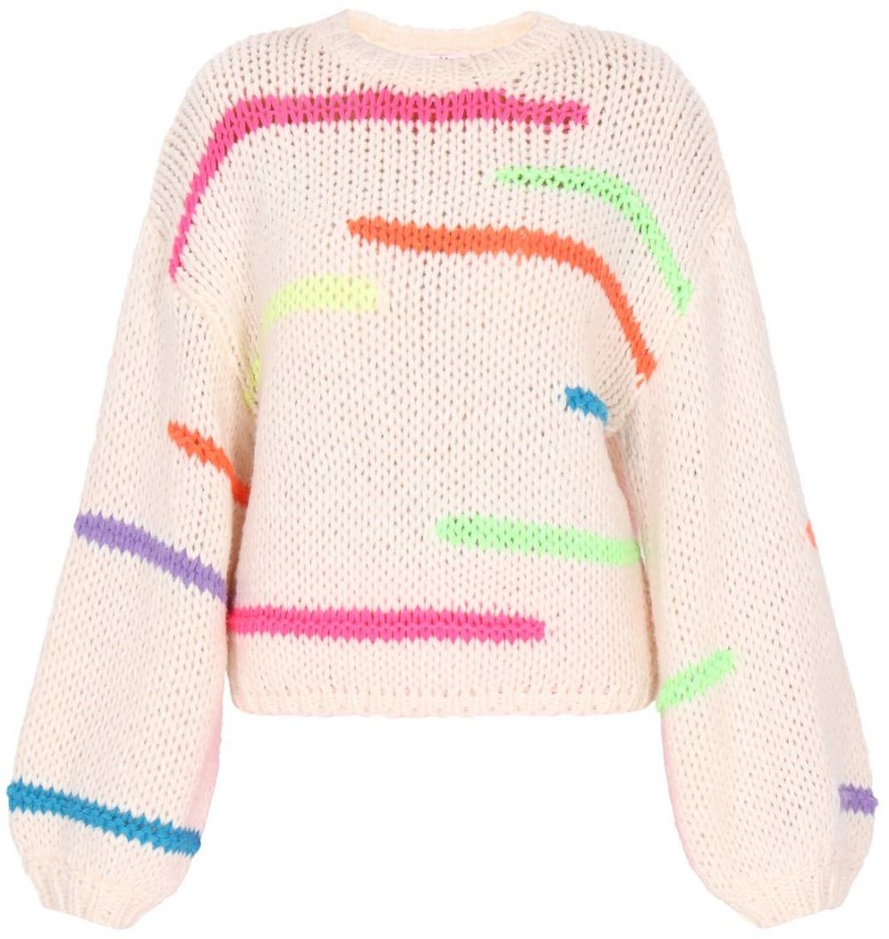 MYMO Sveter  svetložltá / svetlozelená / tmavooranžová / biela ako vlna