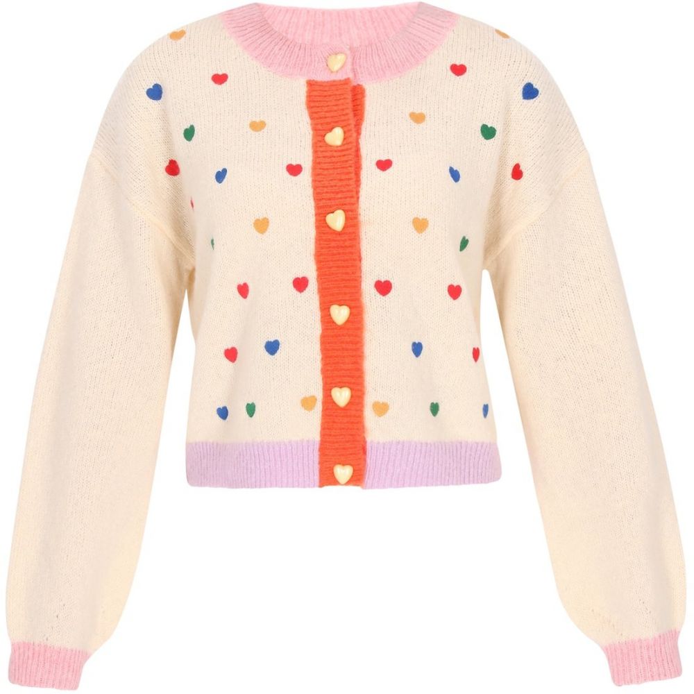 MYMO Oversize kardigán  oranžová / ružová / červená / biela ako vlna