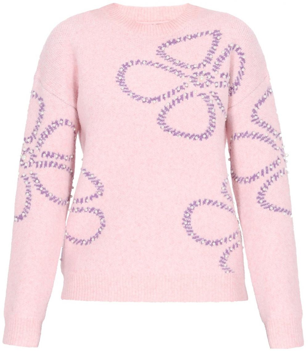 MYMO Oversize sveter 'Young Fashion'  fialová / púdrová / perlovo biela