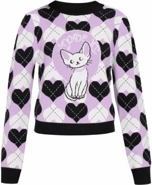 myMo ROCKS Sveter 'Young Fashion'  orgovánová / čierna / biela