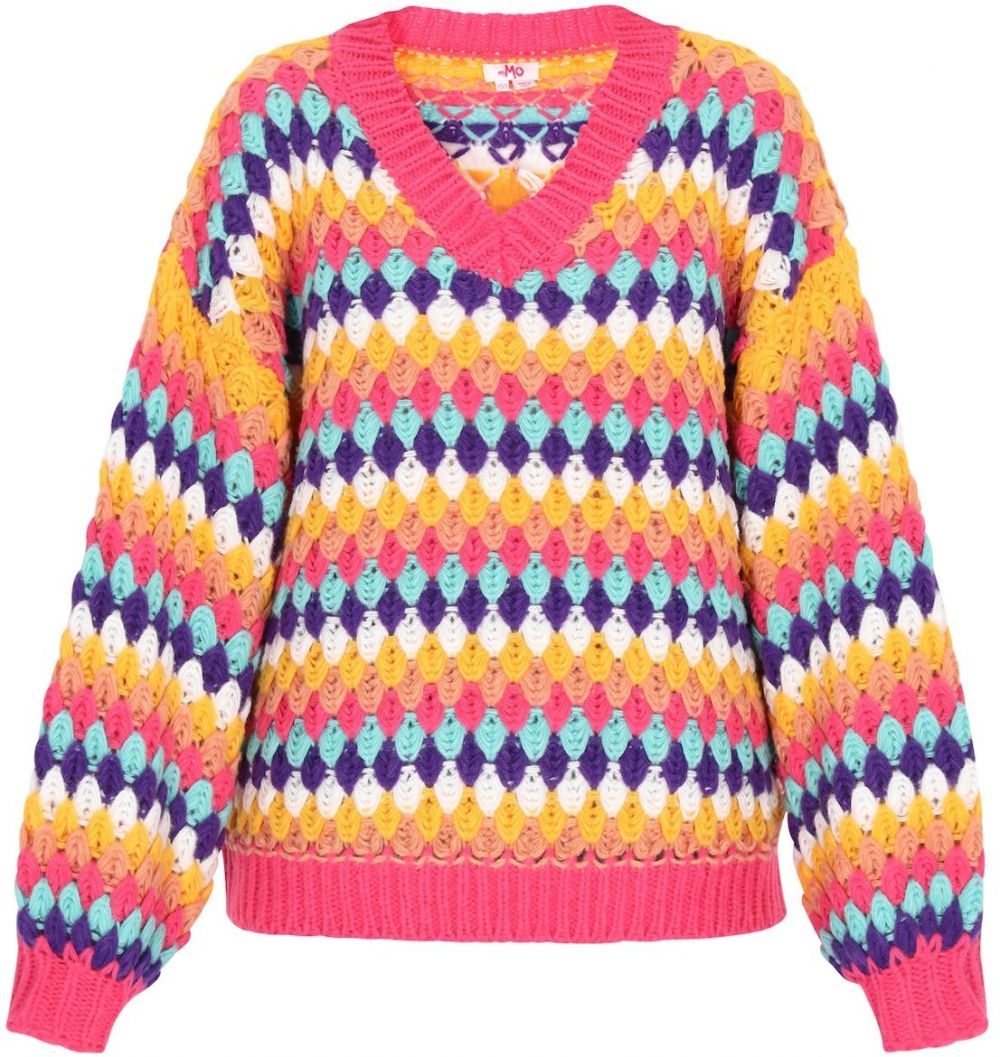 MYMO Sveter  modrá / žltá / oranžová / ružová