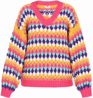 MYMO Sveter  modrá / žltá / oranžová / ružová