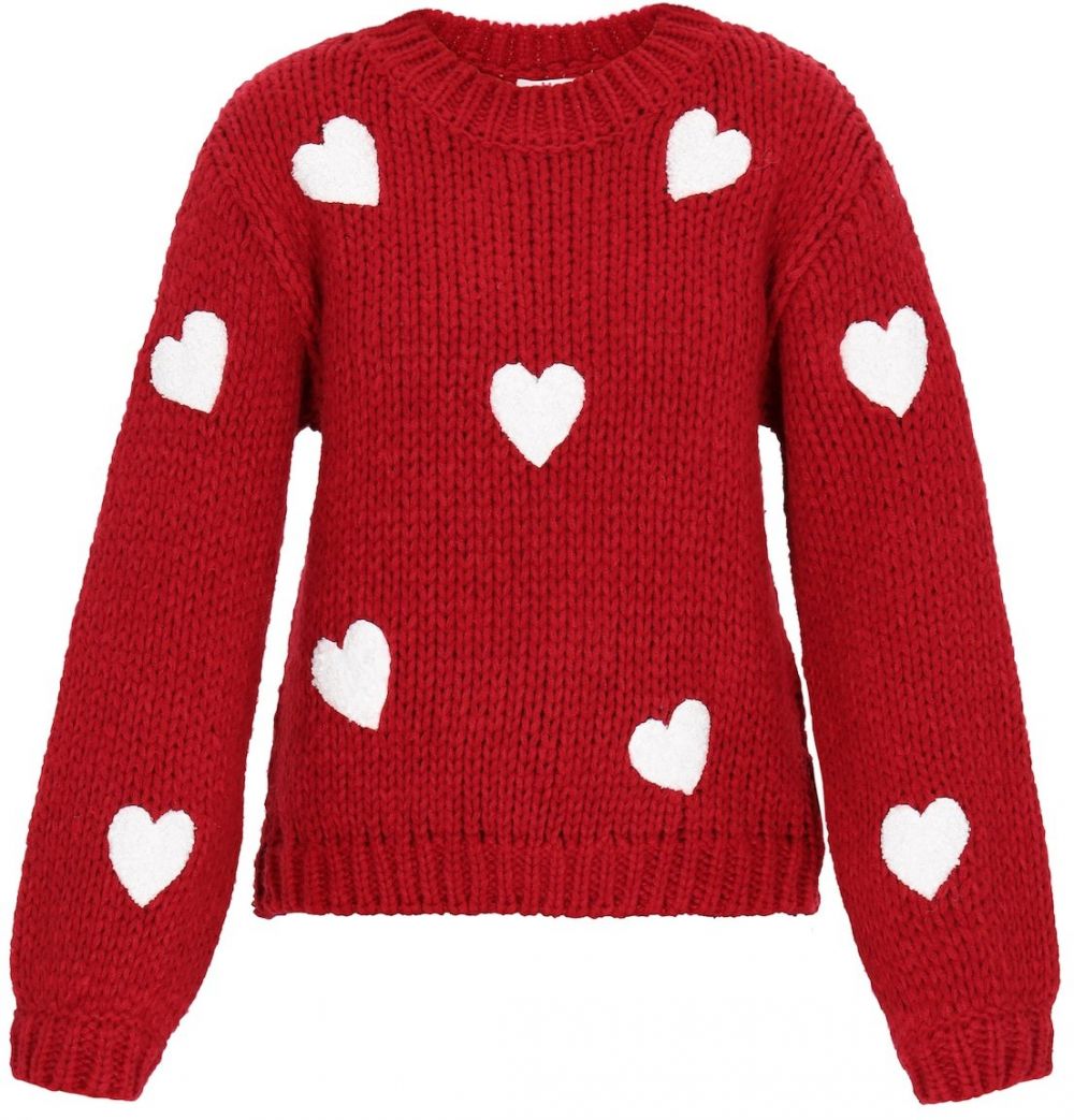 MYMO Oversize sveter  červená / biela