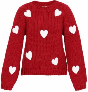 MYMO Oversize sveter  červená / biela