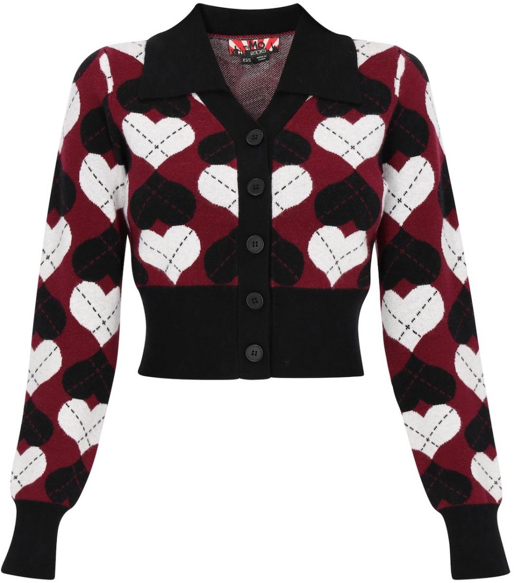 myMo ROCKS Kardigán  burgundská / čierna / biela
