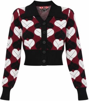 myMo ROCKS Kardigán  burgundská / čierna / biela