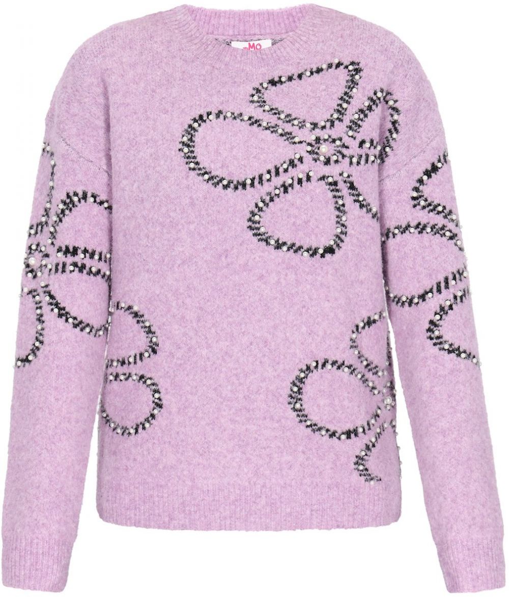 MYMO Oversize sveter 'Young Fashion'  levanduľová / čierna / perlovo biela