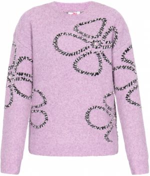 MYMO Oversize sveter 'Young Fashion'  levanduľová / čierna / perlovo biela