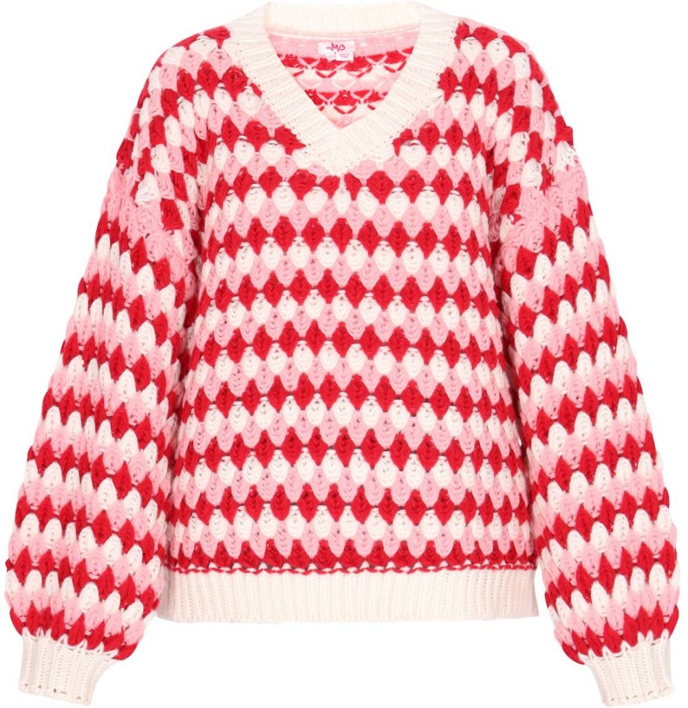 MYMO Sveter 'Young Fashion'  krémová / ružová / červená