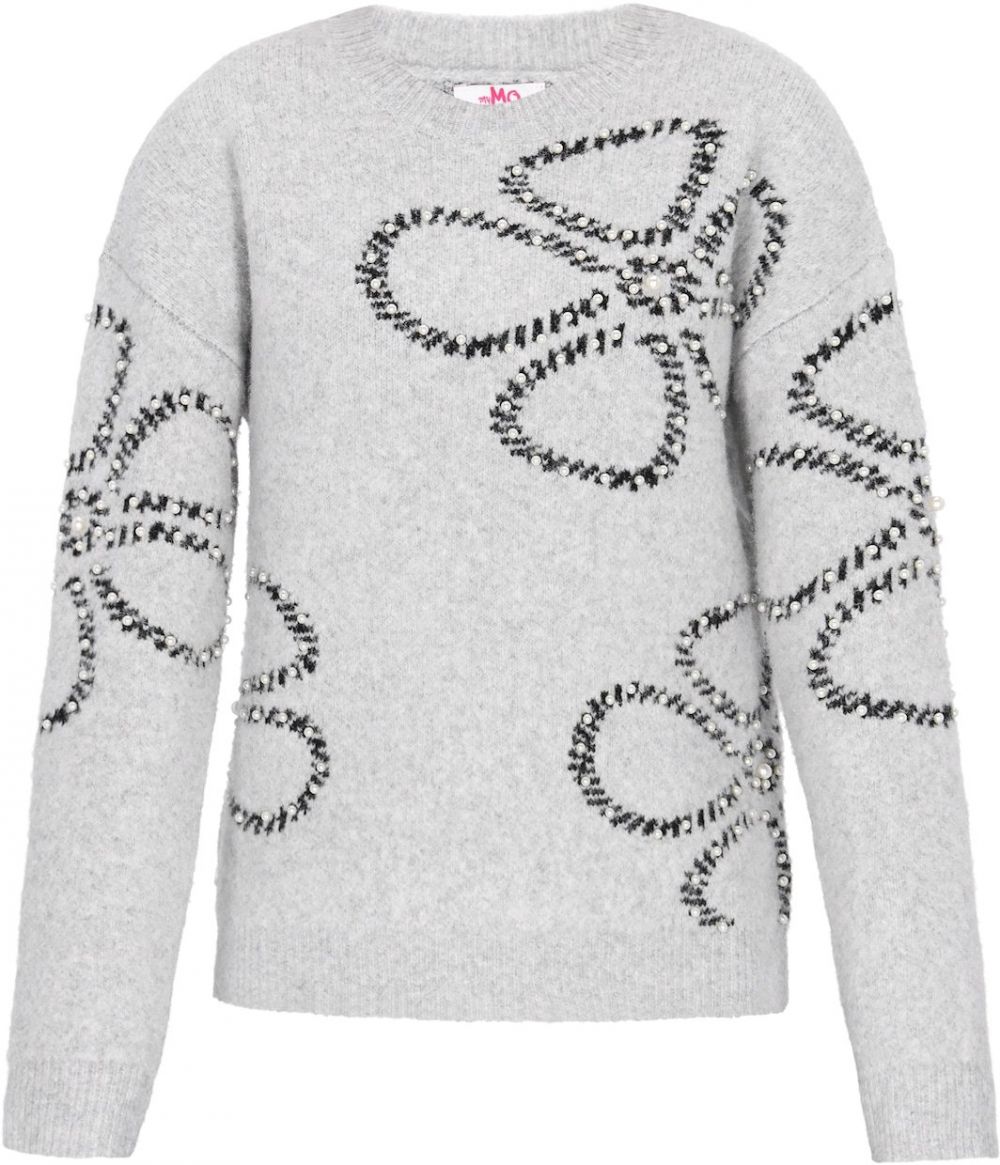 MYMO Oversize sveter  svetlosivá / čierna