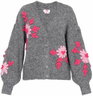 MYMO Oversize kardigán  sivý denim / ružová / ružová