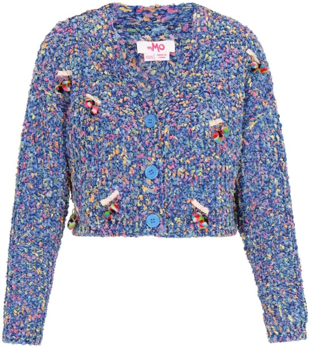 MYMO Oversize kardigán  kráľovská modrá / žltá / levanduľová / svetloružová