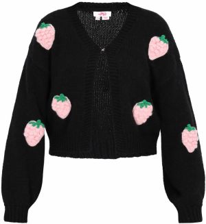 MYMO Oversize kardigán  nefritová / ružová / čierna