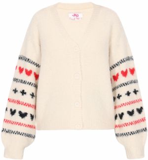 MYMO Kardigán  červená / čierna / biela ako vlna