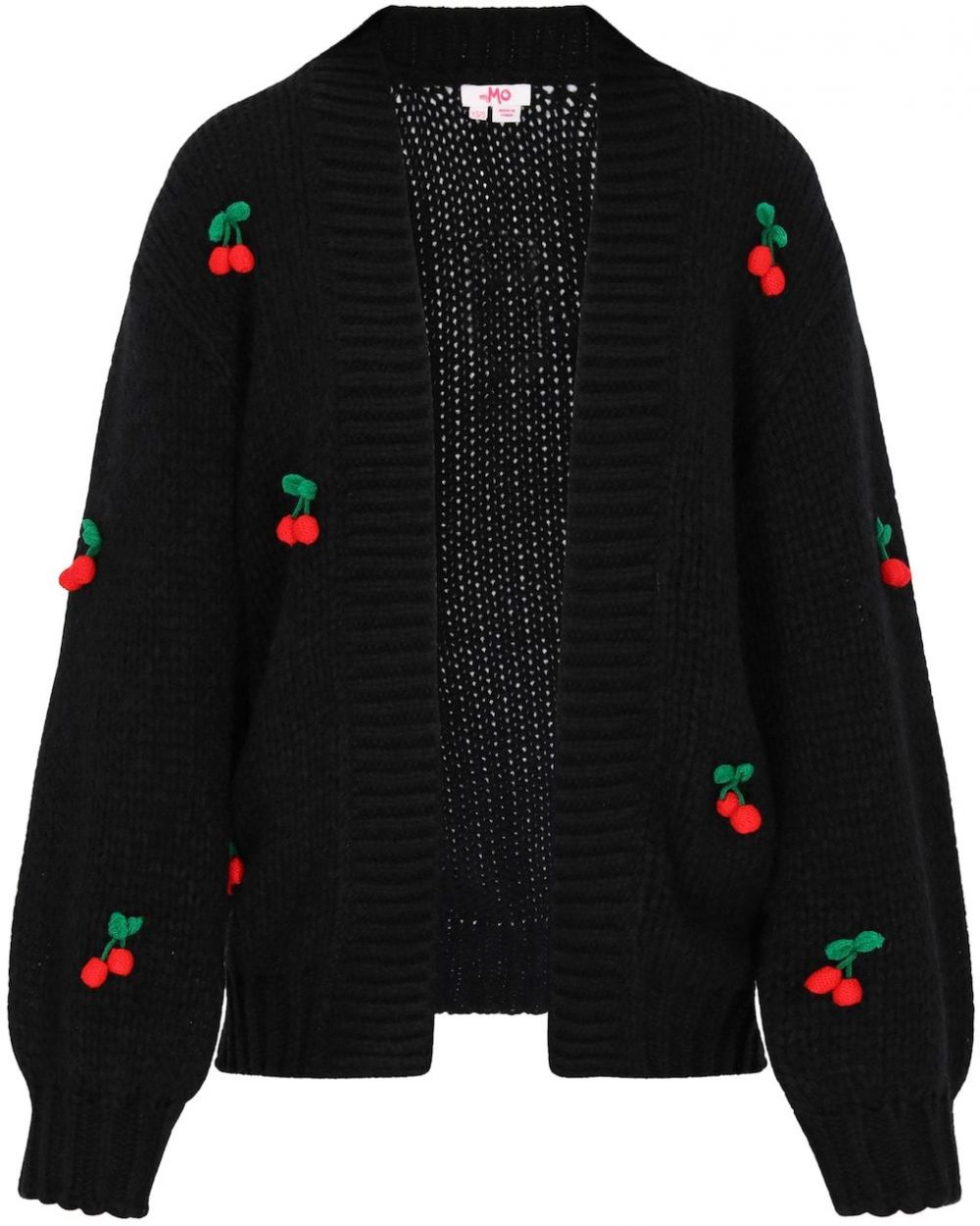 MYMO Oversize kardigán  nefritová / červená / čierna