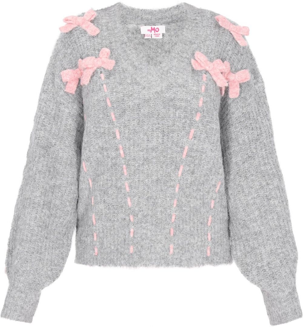 MYMO Oversize sveter  sivá / ružová