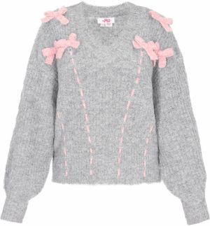 MYMO Oversize sveter  sivá / ružová