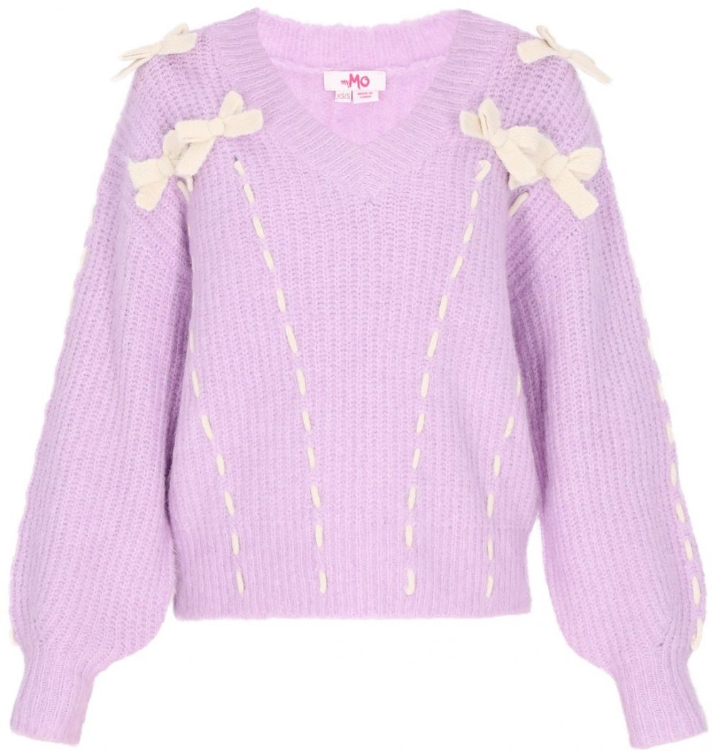 MYMO Oversize sveter  slivková / prírodná biela