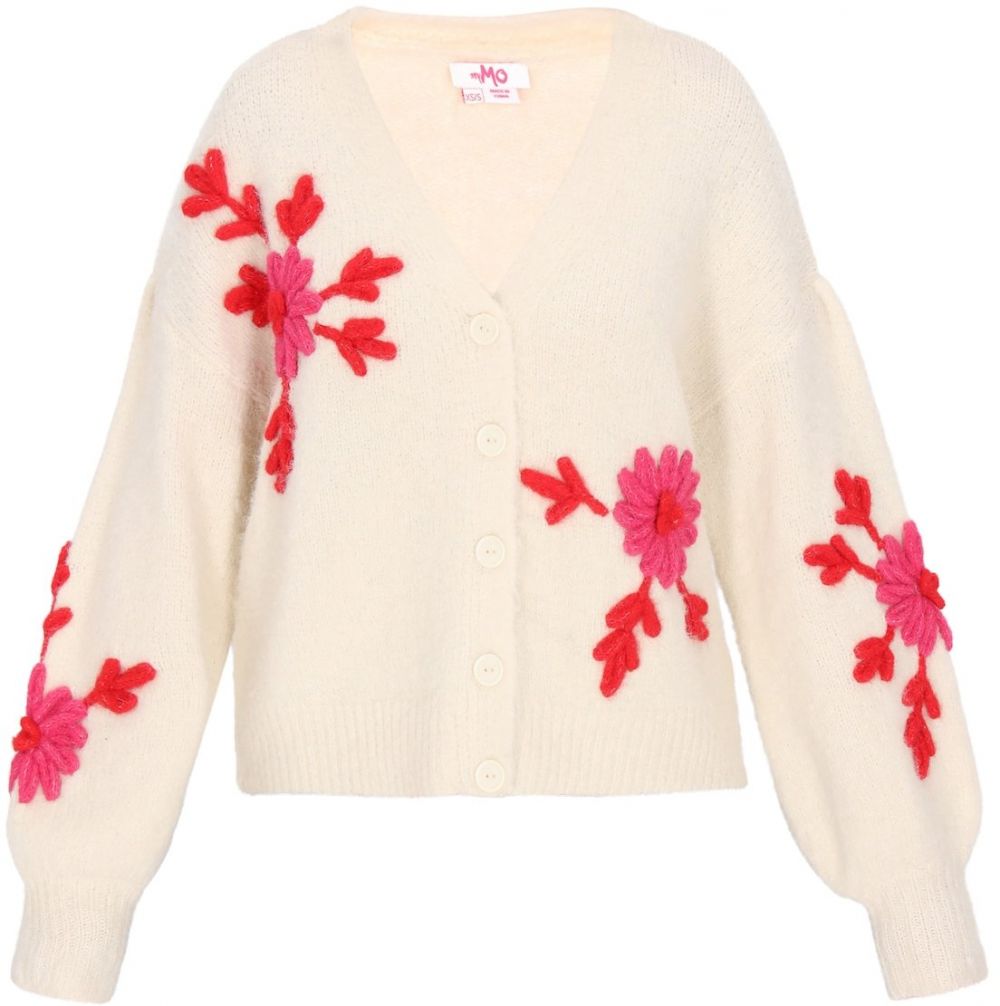 MYMO Oversize kardigán  béžová / červená