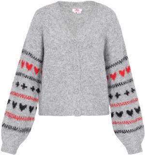 MYMO Kardigán  svetlosivá / červená / čierna