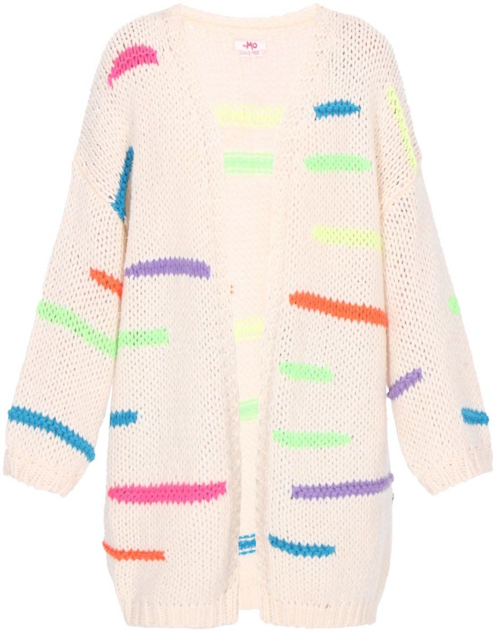 MYMO Oversize kardigán  modrá / zelená / fialová / biela ako vlna