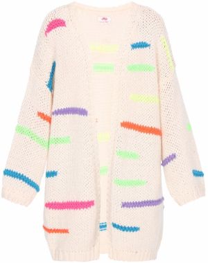 MYMO Oversize kardigán  modrá / zelená / fialová / biela ako vlna