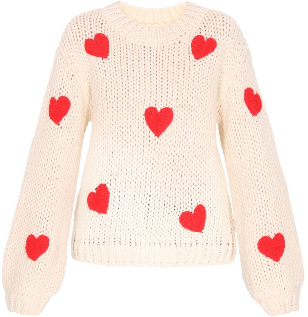 MYMO Oversize sveter 'Young Fashion'  červená / šedobiela