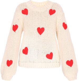 MYMO Oversize sveter 'Young Fashion'  červená / šedobiela