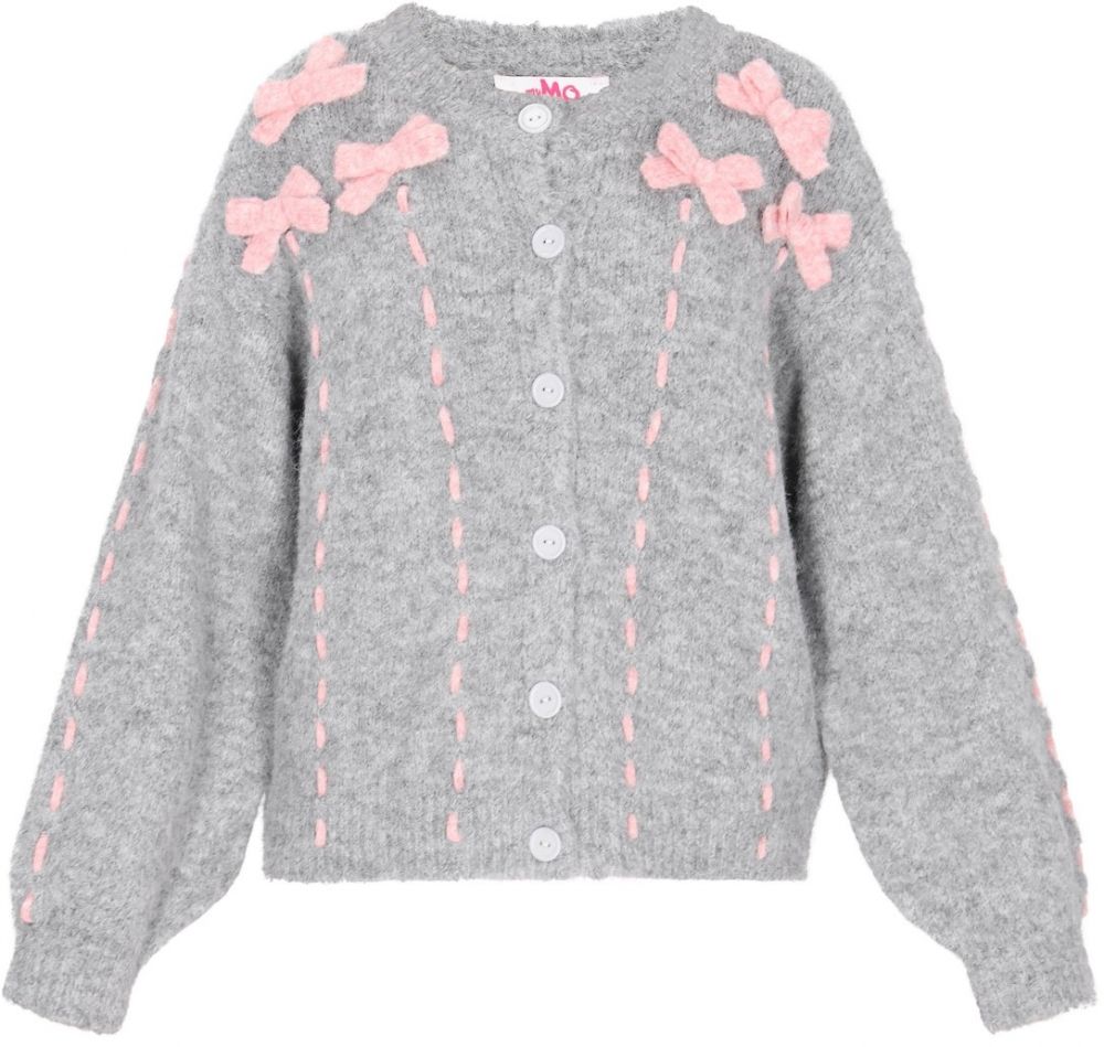MYMO Oversize kardigán  sivá melírovaná / ružová