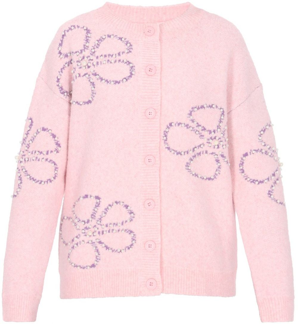 MYMO Kardigán  fialová / ružová / perlovo biela