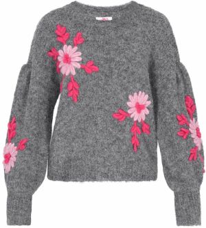 MYMO Oversize sveter  tmavosivá / ružová / ružová