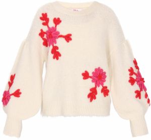 MYMO Oversize sveter  béžová / ružová / červená