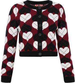 myMo ROCKS Kardigán  burgundská / čierna / šedobiela