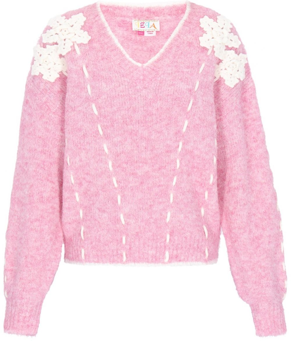 IZIA Oversize sveter  ružová / biela