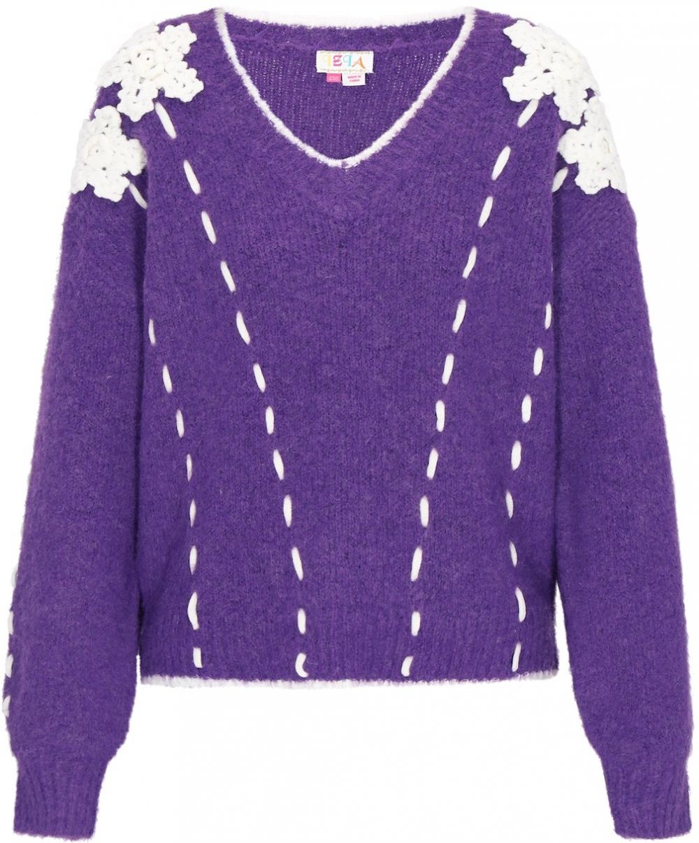 IZIA Oversize sveter  fialová / biela