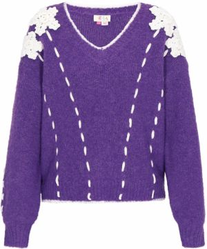 IZIA Oversize sveter  fialová / biela