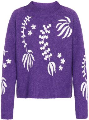 IZIA Oversize sveter  fialová / biela