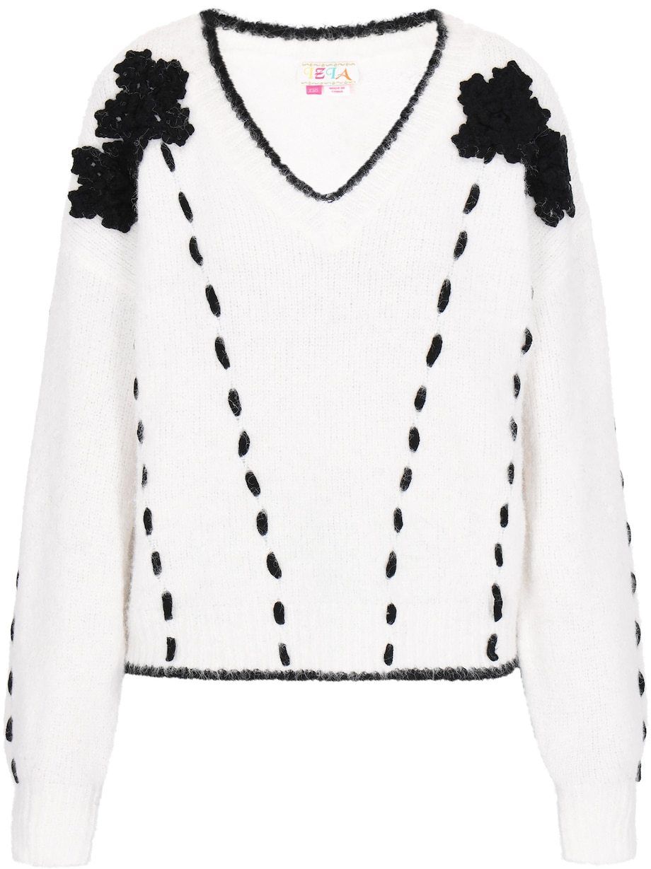 IZIA Oversize sveter  čierna / šedobiela