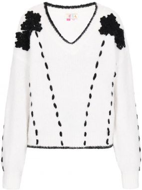 IZIA Oversize sveter  čierna / šedobiela